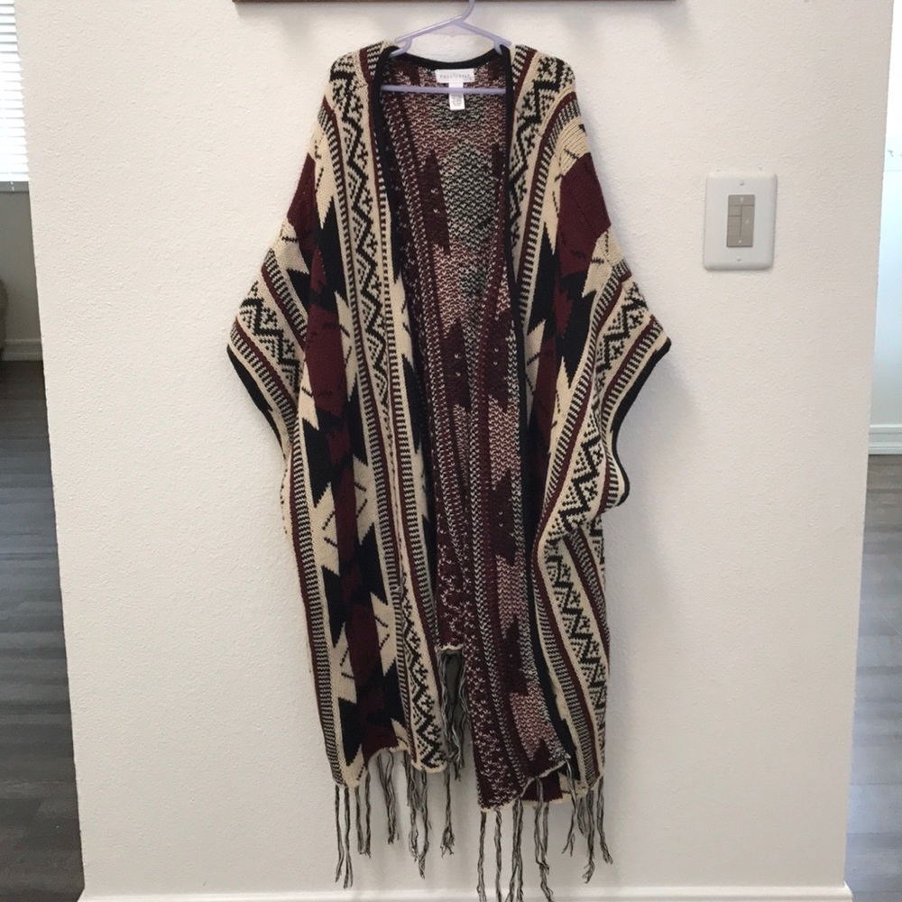 Red, Cream & red cardigan